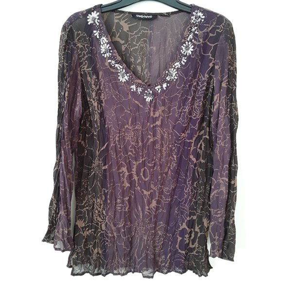 Embellished Crinkle Pleated Tunic - Picture 3 of 4